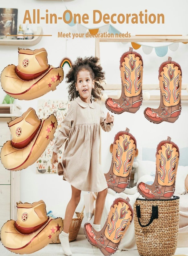 SISABAMA 10 Pcs Western Cowboy Balloons Large Boots & Hat Western Theme Party Ballons Party Decorations Cowgirl Horse Rodeo - Image 3