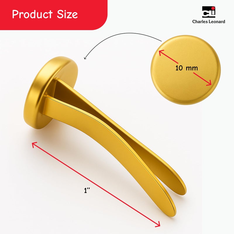 Charles Leonard Fasteners, Round Head, Brass Plated, 1 Inch Shank, 10 MM Head, 100-Pack (4R-BP) - Image 2
