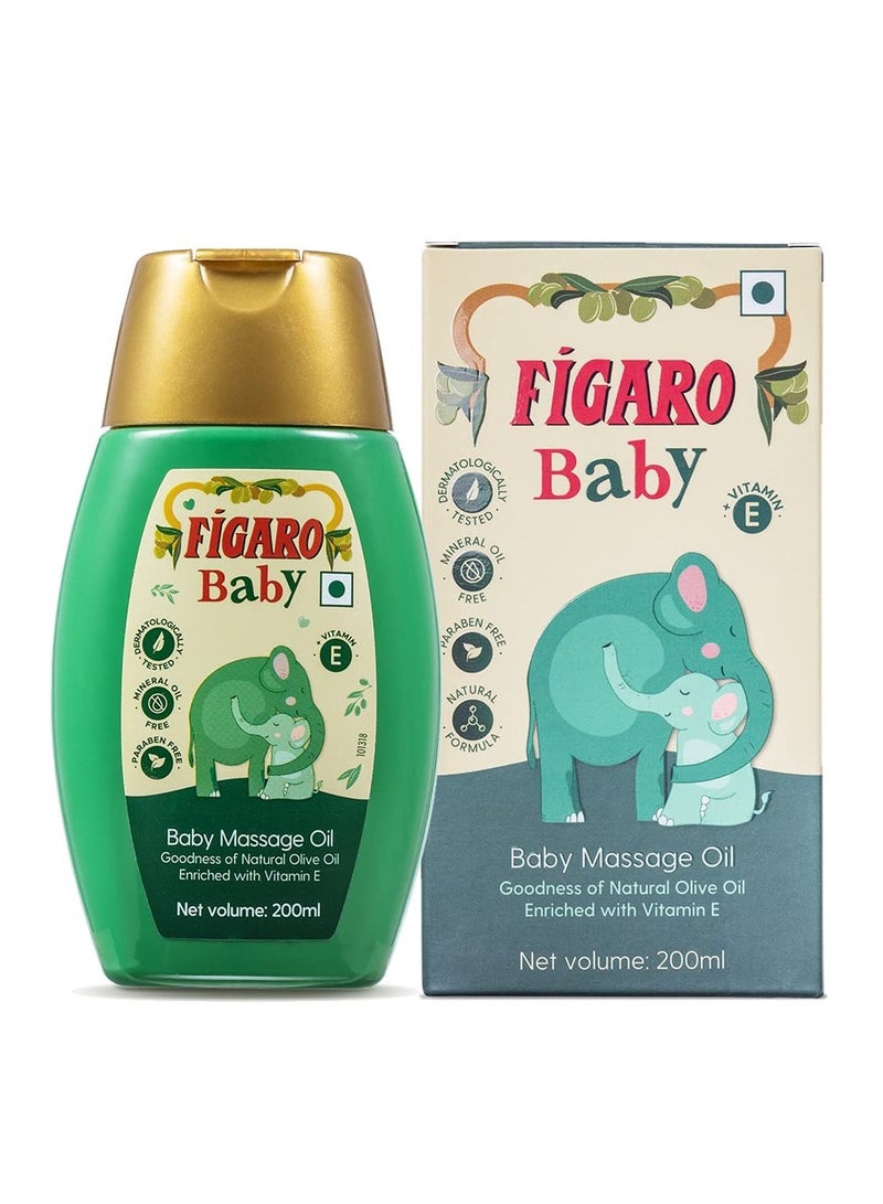 Figaro Baby Massage Oil With Goodness Of Natural Olive Oil Enriched With Vitamin E, Dermatologically Tested, 200 Ml - Image 1