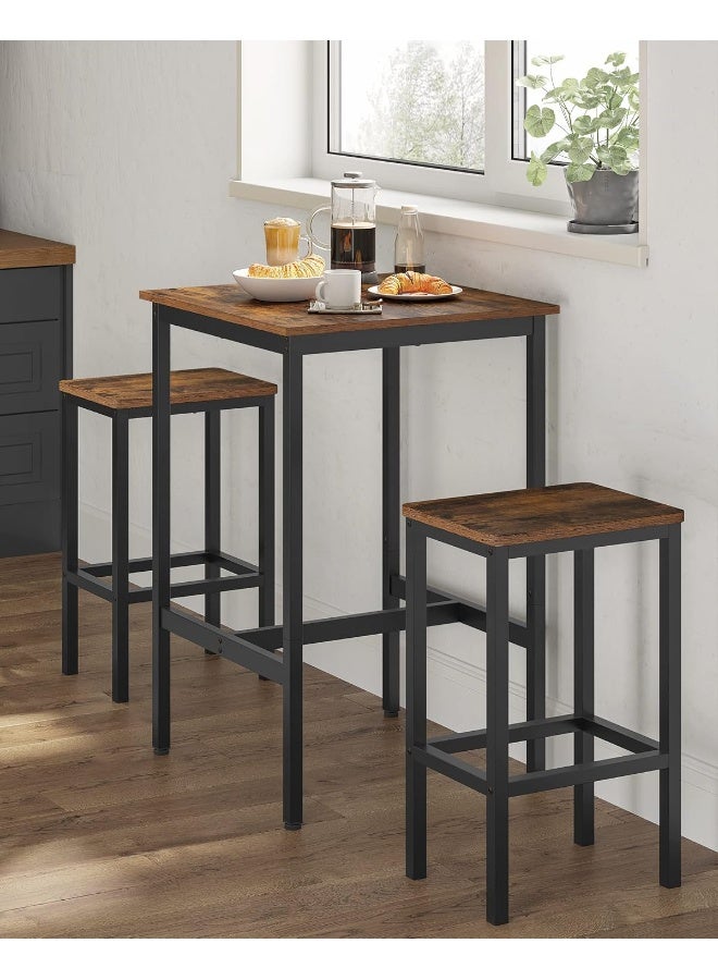 فاساجيل طاولة بار صناعية من فازاجل، طاولة مرتفعة صغيرة للمطبخ أو غرفة المعيشة، سطح بني ريفي وهيكل فولاذي أسود، ‎60 × 60 × 92 سم‎ - Image 4