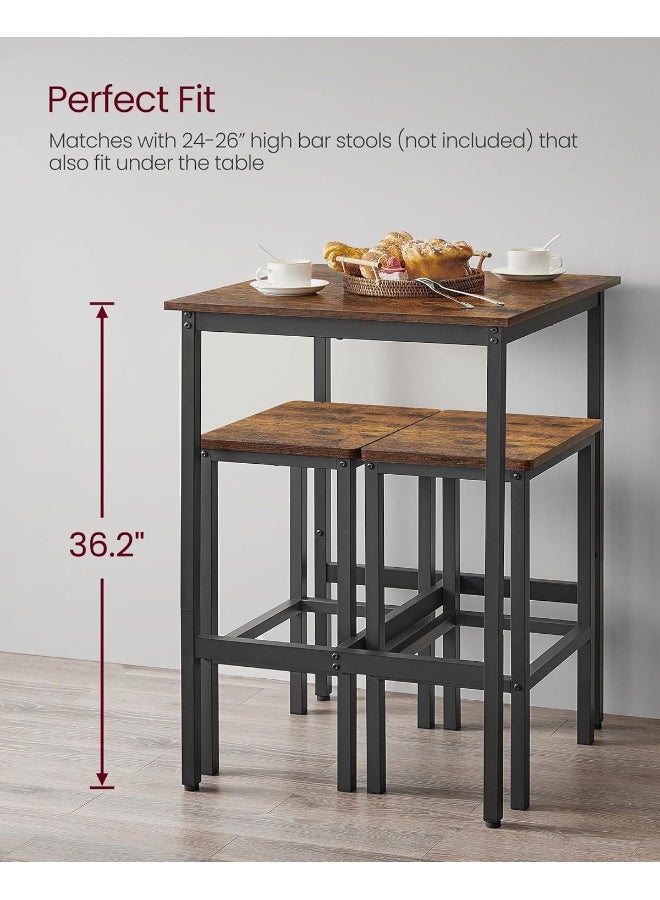 فاساجيل طاولة بار صناعية من فازاجل، طاولة مرتفعة صغيرة للمطبخ أو غرفة المعيشة، سطح بني ريفي وهيكل فولاذي أسود، ‎60 × 60 × 92 سم‎ - Image 5