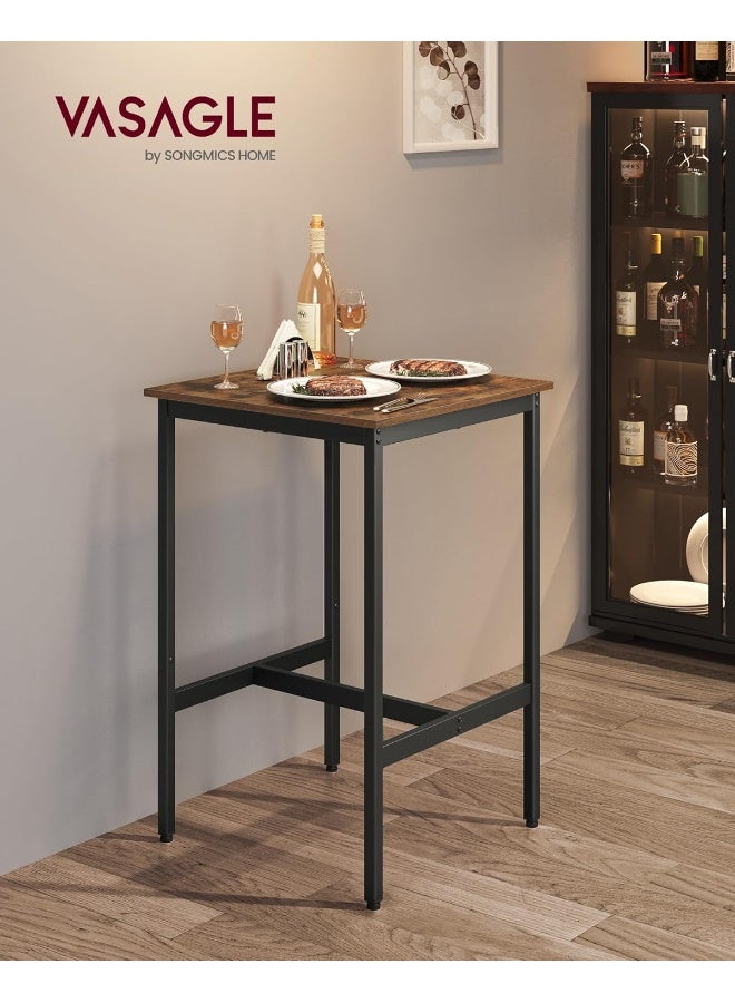 فاساجيل طاولة بار صناعية من فازاجل، طاولة مرتفعة صغيرة للمطبخ أو غرفة المعيشة، سطح بني ريفي وهيكل فولاذي أسود، ‎60 × 60 × 92 سم‎ - Image 1