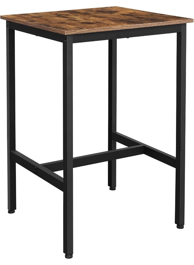 فاساجيل طاولة بار صناعية من فازاجل، طاولة مرتفعة صغيرة للمطبخ أو غرفة المعيشة، سطح بني ريفي وهيكل فولاذي أسود، ‎60 × 60 × 92 سم‎ - Image 2