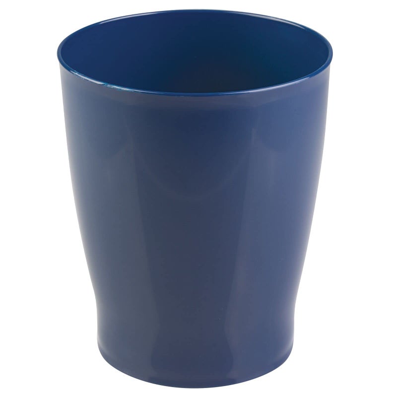mDesign Round Plastic Bathroom Garbage Can, 1.25 Gallon Wastebasket, Garbage Bin, Trash Can for Bathroom, Bedroom, and Kids Room - Small Trash Can - Fyfe Collection - Navy Blue - Image 1
