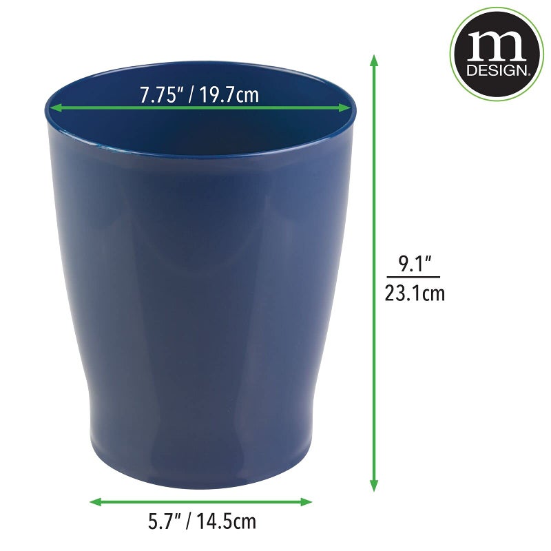mDesign Round Plastic Bathroom Garbage Can, 1.25 Gallon Wastebasket, Garbage Bin, Trash Can for Bathroom, Bedroom, and Kids Room - Small Trash Can - Fyfe Collection - Navy Blue - Image 4