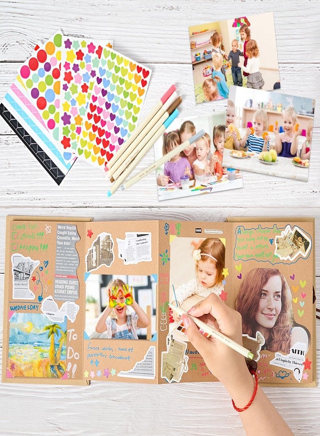 Mauproy 6 x 8 Inch Small Scrapbook Album with Brown Pages, Stretchable Folding Photo Album with DIY Accessories Kit, Hardcover Memory Book Accordion Adventure Scrapbook - Image 5
