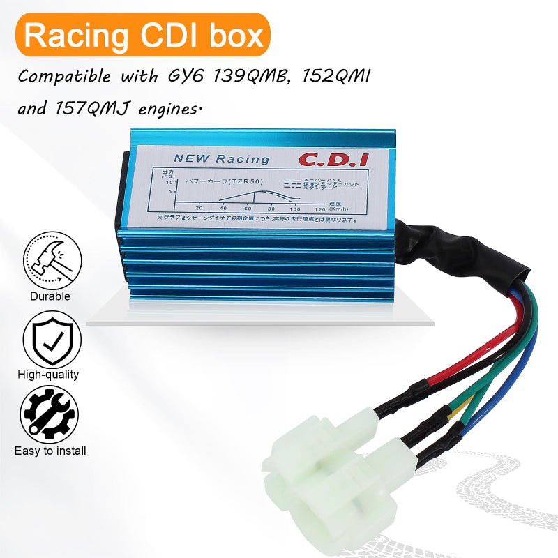 QAZAKY صندوق CDI AC 6 دبابيس من QAZAKY لسيارات GY6 50cc - 70cc 80cc 90cc 110cc 125cc 150cc سكوتر محرك 4 أشواط ATV كارتينغ موبايل كواد بيت ديرت دراجة جيب صغيرة تشوبر 6 دبابيس 139QMB 152QMI 157QMJ 6 دبابيس - Image 4
