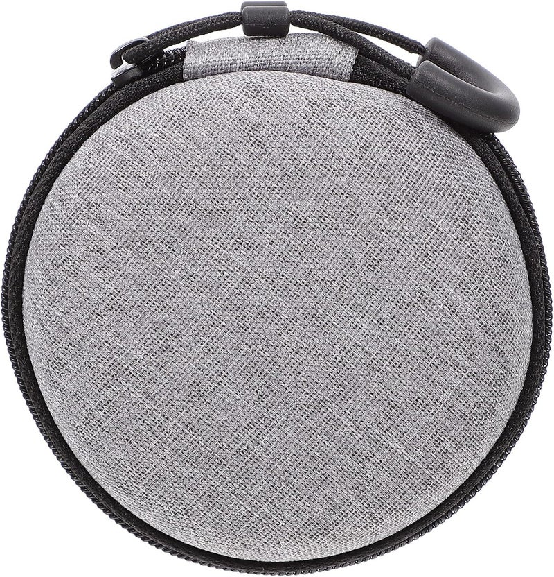 Portable Earphone Bag and Data Cable Carrying Case for Wired Earbuds, Rounded Nylon Storage Pouch with Zipper, Gray Travel Key and Coin Organizer for Electronics - Image 1