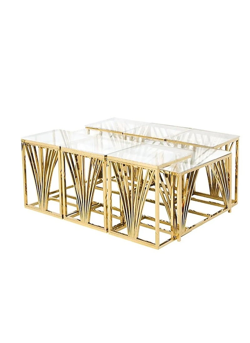Qasr Albayan - Steel and glass service table set 7 pcs - Image 1