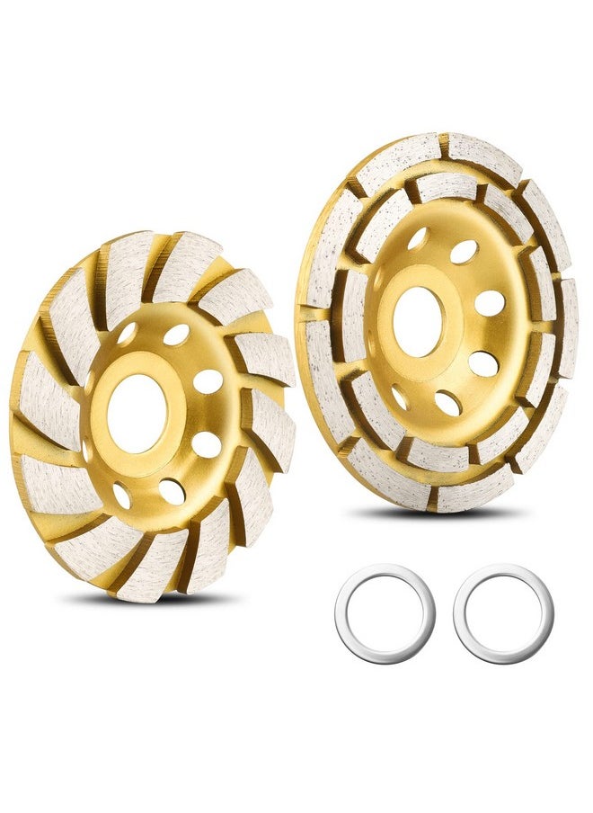 [Upgraded] 2 Pack Diamond Cup Grinding Wheel, Include 4-1/2 Inch Double Row Grinding Wheel, 4 Inch 12 Segs Heavy Duty Angle Grinder Wheels Sets for Angle Grinder Polishing (Gold) - pzsku/Z853F2019AFA02B3D1046Z/45/_/1740982873/a4cc28c2-2b62-4022-ab4d-958efb3a0e41