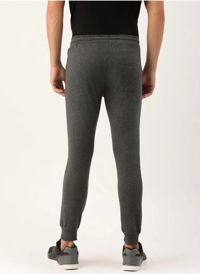 The Indian Garage Co Men Slim Fit Solid Mid-Rise Stretchable Knitted Jogger Trousers