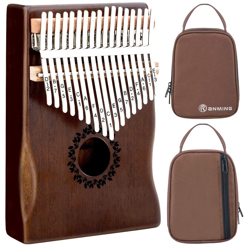 Kalimba Thumb Piano 17 Keys RANMING Mbira Finger Piano Kalimba Gifts for Adults Kids Beginners With Portable Handbag and Tune Hammer Thumb Pianos Finger Harp MahoganyHand RestBrown