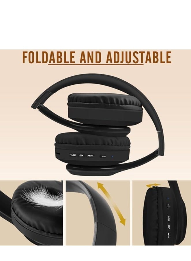 Bluetooth Headset with Mic, Wireless Bluetooth Headset, Foldable Wireless and Wired Stereo Headphones, Soft Earmuffs and Lightweight for Long-Term Wearing (Black) - Image 2