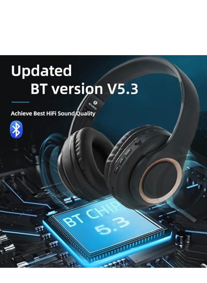 Bluetooth Headset with Mic, Wireless Bluetooth Headset, Foldable Wireless and Wired Stereo Headphones, Soft Earmuffs and Lightweight for Long-Term Wearing (Black) - Image 4