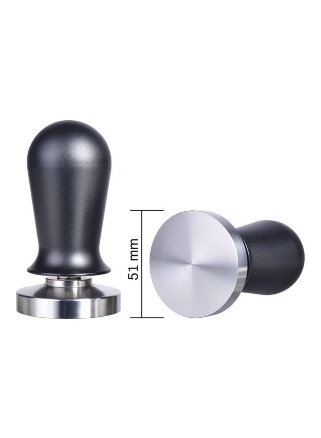 51mm Coffee Tamper with Spring Loaded Handle Silver/Black - Image 2