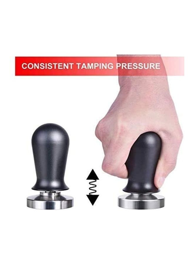 51mm Coffee Tamper with Spring Loaded Handle Silver/Black - Image 3