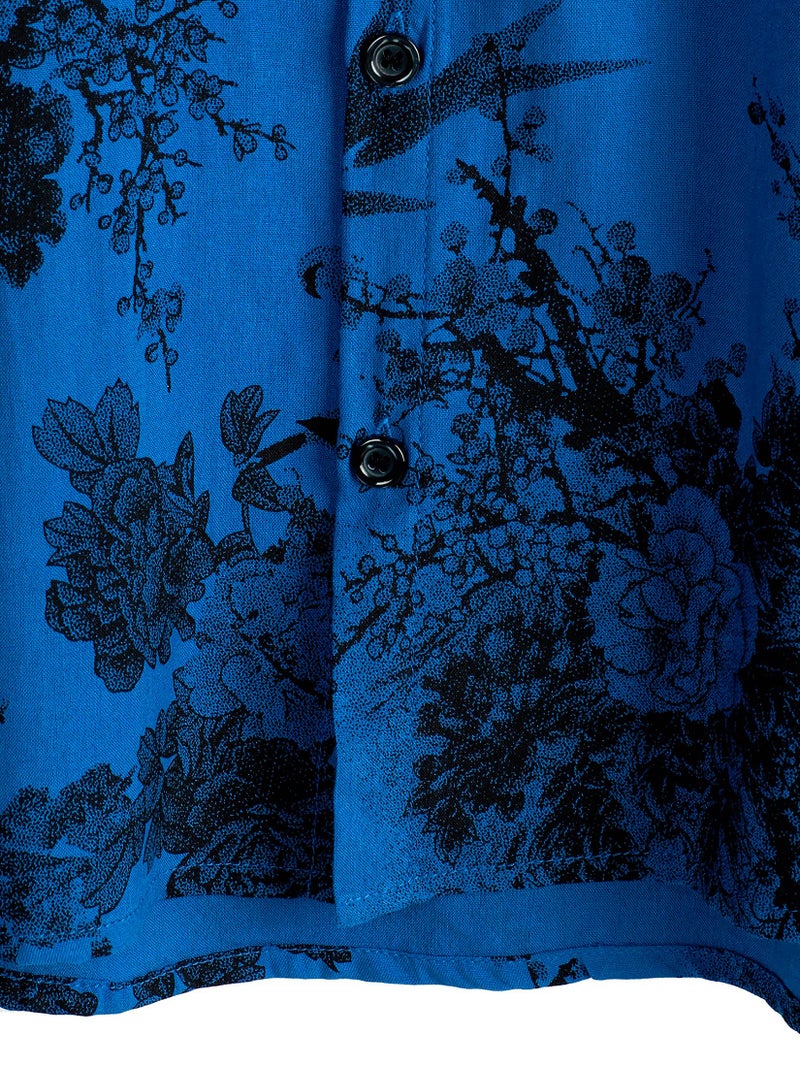 JOTOOK Mens Hawaiian Shirt Short Sleeve Button Down Tropical Shirts Casual Floral Summer Beach Shirt Large Blue - Image 5