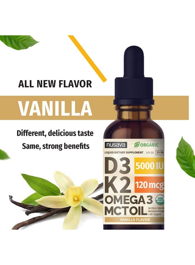 nusava (2 Pack) Organic Vitamin D3 K2 Drops W Mct Oil Omega 3 5000 Iu Maximum Strength Vitamin D Liquid 5000 Iu No Fillers Non Gmo Liquid D3 For Faster Absorption Immune Support (Vanilla 2 Fl Oz) - Image 3