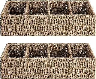 StorageWorks Small Baskets for Organizing, Wicker Baskets for Organizing with 4 Sections, Seagrass Baskets, Handwoven - Image 1