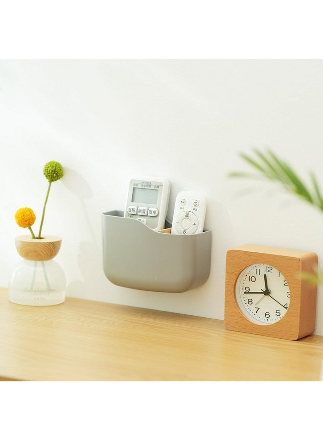 SUNFICON 2 Pack Adhesive Remote Control Holder Gray Wall Mount Media Player Controller Holder Universal Tv Remote Organizer Caddy Box Tray Hollow Bottom Easy Phone Charging Home Office Desk Nightstand - Image 5