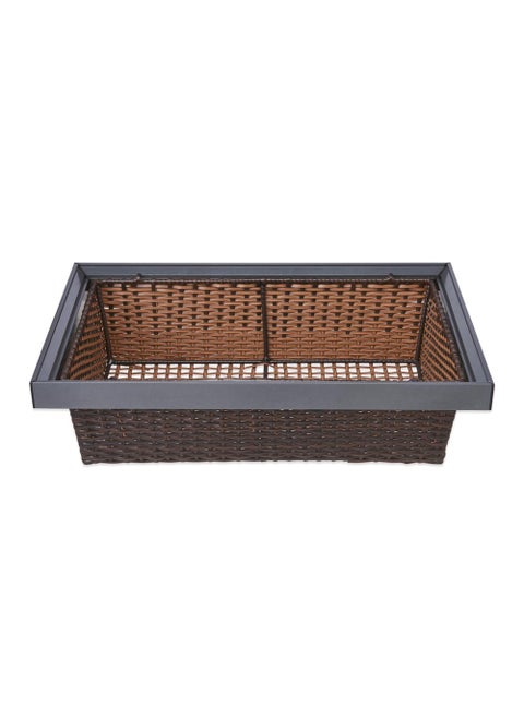 DBR Wardrobe Clothes Storage Basket Pull Out Rattan Basket Gray Color Operates on Quadro Slide Size 900mm