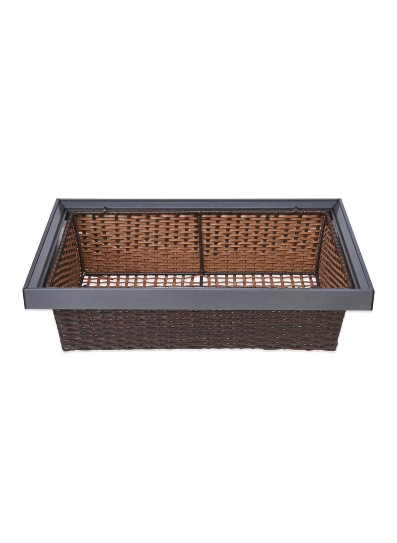 DBR Wardrobe Clothes Storage Basket Pull Out Rattan Basket Gray Color Operates on Quadro Slide Size 900mm