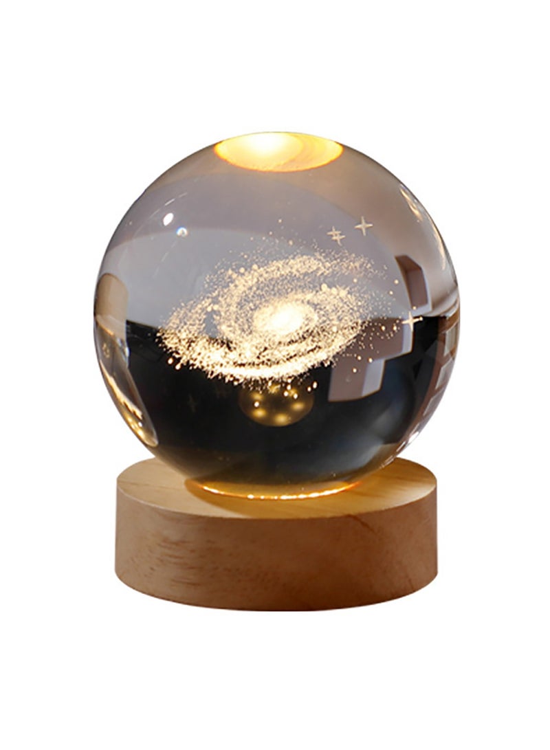 Crystal Ball 3D Light Cosmic Ball Crystal with LED Base for Home Bedroom Office Decoration Galaxy Planet Night Light Birthday Gift, Transparent - Image 1