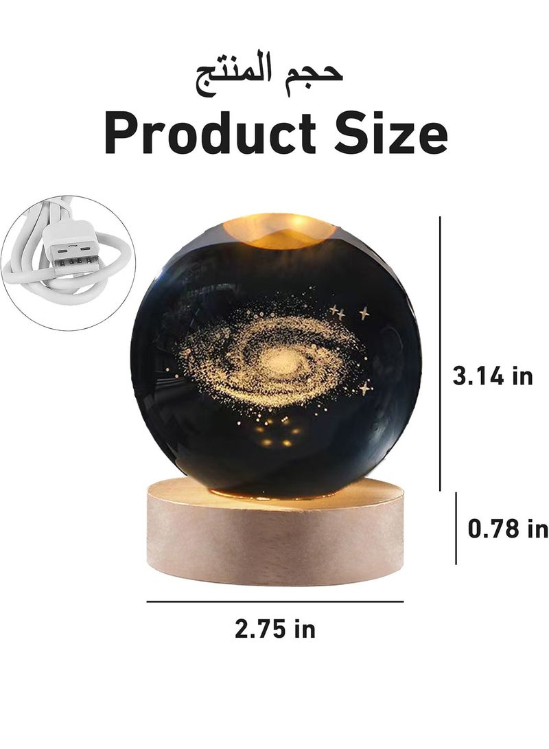 Crystal Ball 3D Light Cosmic Ball Crystal with LED Base for Home Bedroom Office Decoration Galaxy Planet Night Light Birthday Gift, Transparent - Image 2