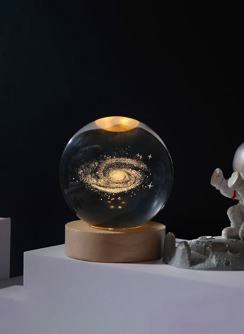 Crystal Ball 3D Light Cosmic Ball Crystal with LED Base for Home Bedroom Office Decoration Galaxy Planet Night Light Birthday Gift, Transparent - Image 3