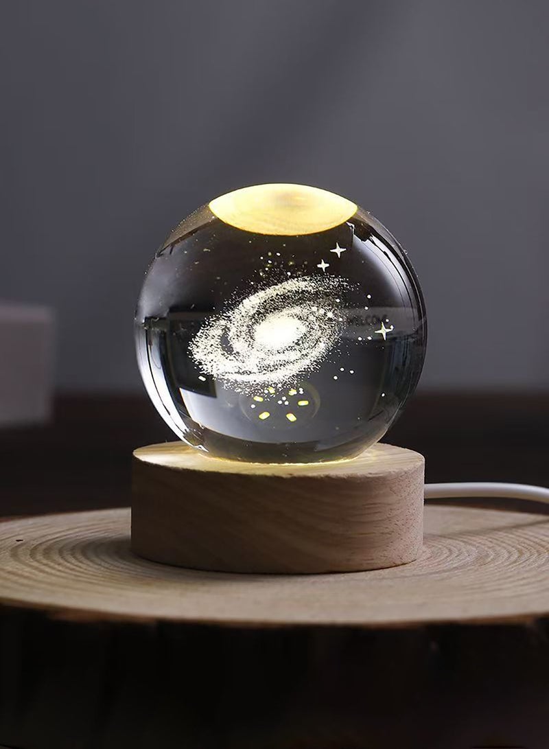 Crystal Ball 3D Light Cosmic Ball Crystal with LED Base for Home Bedroom Office Decoration Galaxy Planet Night Light Birthday Gift, Transparent - Image 4