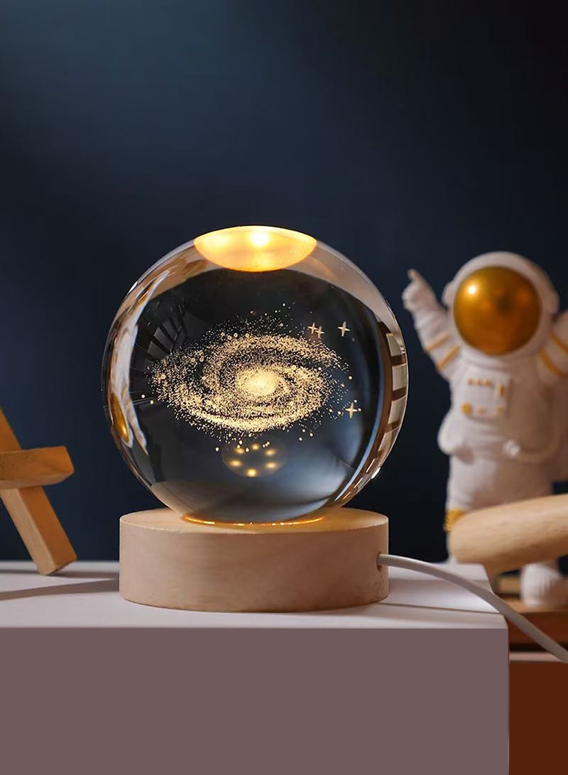 Crystal Ball 3D Light Cosmic Ball Crystal with LED Base for Home Bedroom Office Decoration Galaxy Planet Night Light Birthday Gift, Transparent - Image 5