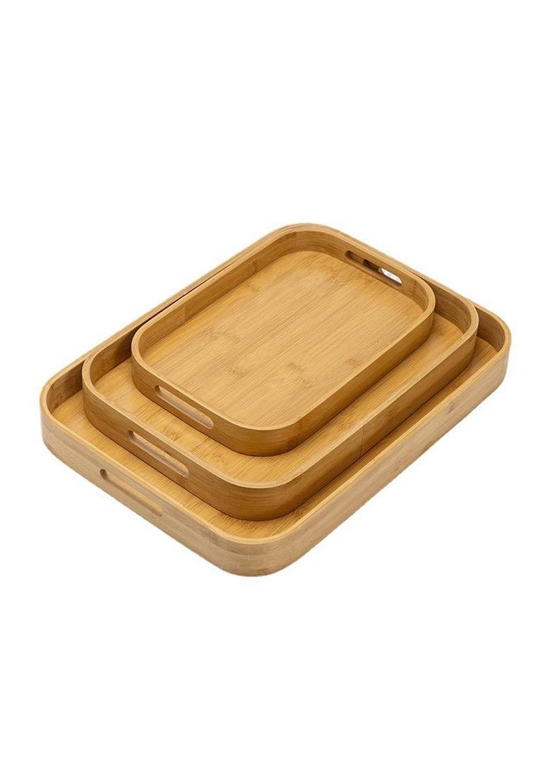 Generic 3-Piece Oval Bamboo Wood Tray Set  - Image 5