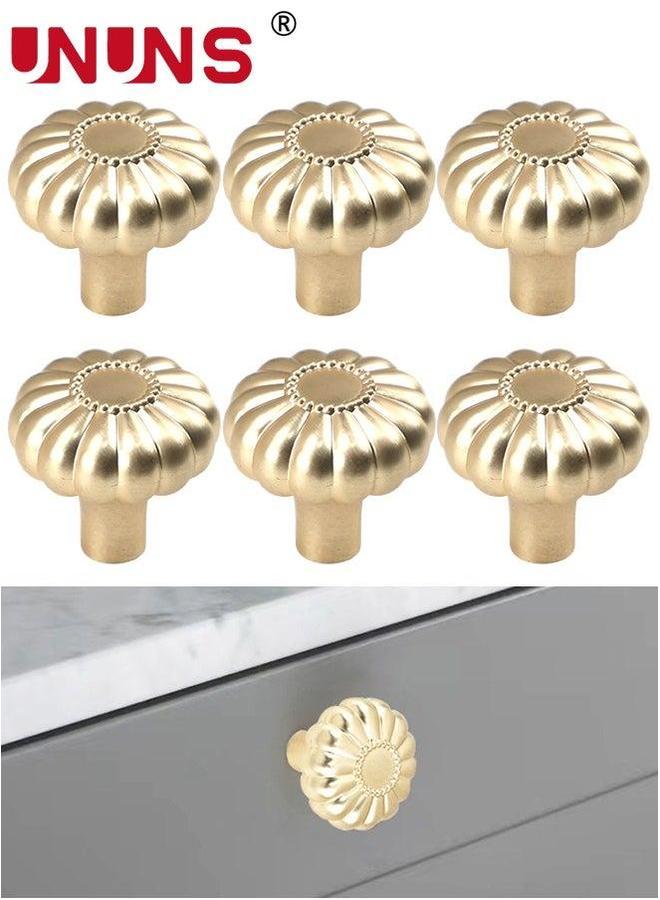 UNUNS Knobs For Cabinet,6 Pack Gold Drawer Cabinet Knobs,Solid Brass Handles Hardware Dresser Kitchen Bedroom Bathroom - Image 1
