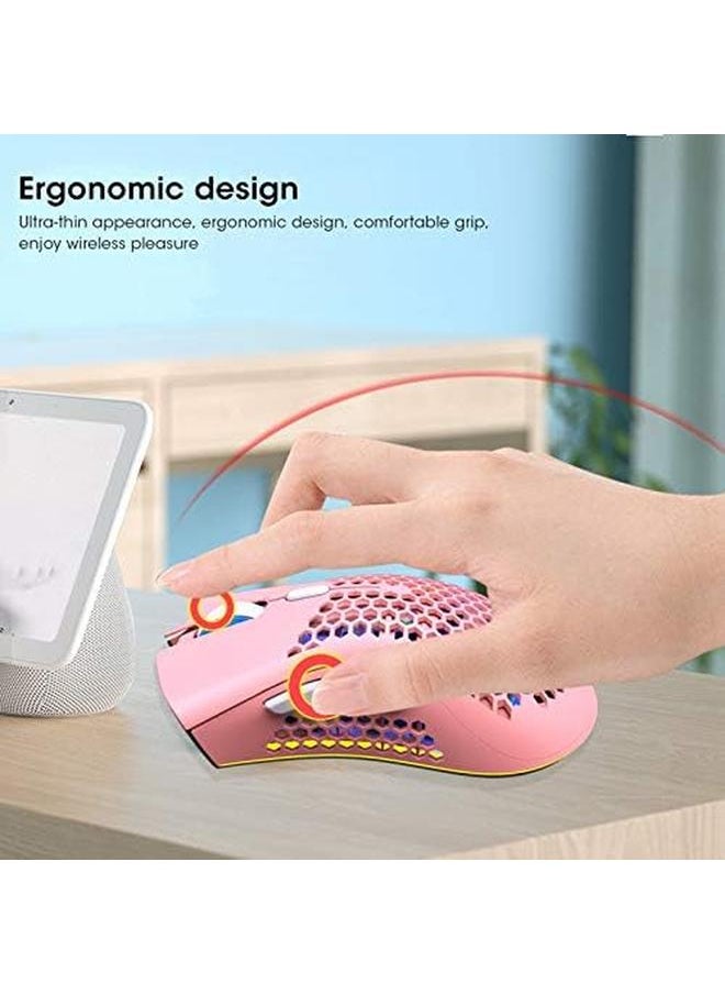 erorex - Wireless Gaming Mouse Rechargeable Hollow Portable Office Mouse Computer Accessories Unique Hollow Honeycomb Design Wireless Low Noise Ergonomic Mouse - Image 1