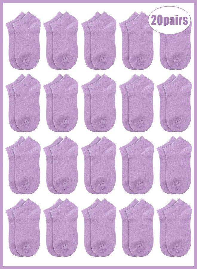 Funtery جوارب Funtery الوردية والبنفسجية القصيرة للبنات، 20 زوجًا، جوارب باستيلية قصيرة غير ظاهرة، قابلة للتهوية (بنفسجي) - Image 2
