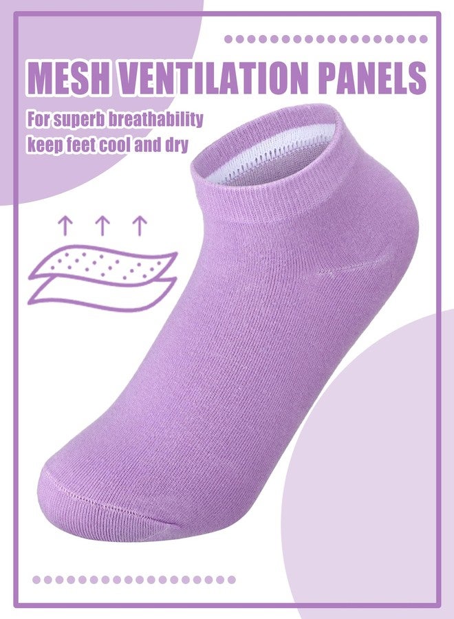 Funtery جوارب Funtery الوردية والبنفسجية القصيرة للبنات، 20 زوجًا، جوارب باستيلية قصيرة غير ظاهرة، قابلة للتهوية (بنفسجي) - Image 4