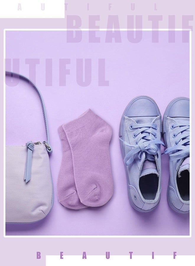 Funtery جوارب Funtery الوردية والبنفسجية القصيرة للبنات، 20 زوجًا، جوارب باستيلية قصيرة غير ظاهرة، قابلة للتهوية (بنفسجي) - Image 5