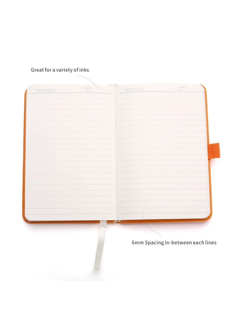 Excefore - Pocket Notebook, 2 Pack Small Notebook with Pen, A6 Size Journal Hardcover Notebook, 3.7”x5.5” Mini Notepad 100Gsm Thick Paper for Office, School (160 Pages, Orange) - Image 1