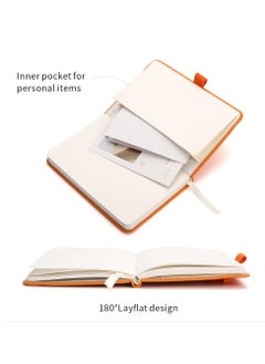 Excefore Pocket Notebook, 2 Pack Small Notebook with Pen, A6 Size Journal Hardcover Notebook, 3.7”x5.5” Mini Notepad 100Gsm Thick Paper for Office, School (160 Pages, Orange)  - Image 4
