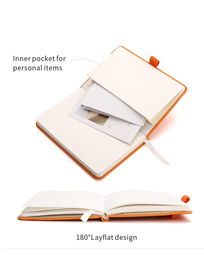 Excefore - Pocket Notebook, 2 Pack Small Notebook with Pen, A6 Size Journal Hardcover Notebook, 3.7”x5.5” Mini Notepad 100Gsm Thick Paper for Office, School (160 Pages, Orange) - Image 1