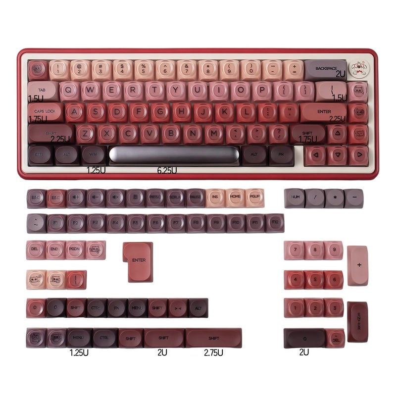 Sumgsn 132 Keys PBT Jelly Keycaps MOA Profile Red Keycaps Comaptible with Wooting Keyboard 61/64/87/104/108 Cherry Mx Switches Mechanical Keyboards - Image 5