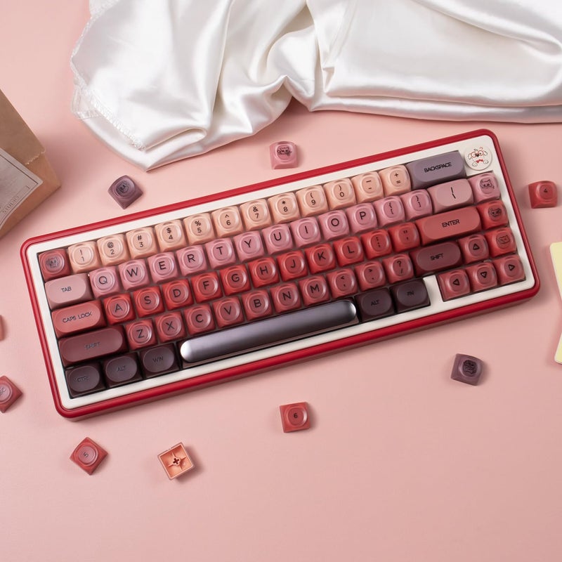 Sumgsn 132 Keys PBT Jelly Keycaps MOA Profile Red Keycaps Comaptible with Wooting Keyboard 61/64/87/104/108 Cherry Mx Switches Mechanical Keyboards - Image 4