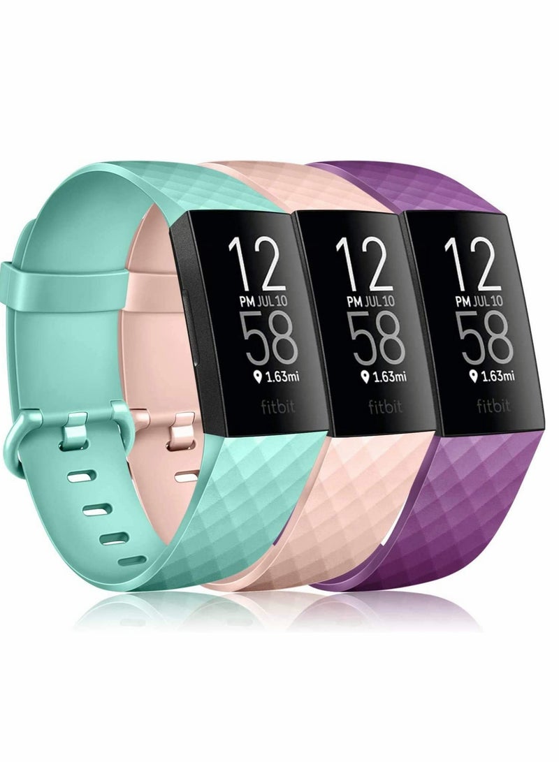 Replacement Bands Compatible with Fitbit Charge 4/3, 3 Pcs Silicone Fitness Sport Wristbands - Image 1