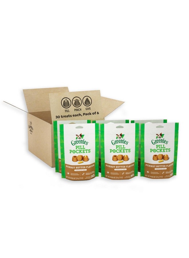 Greenies Pill Pockets for Dogs Capsule Size Natural Soft Dog Treats with Real Peanut Butter, (6) 7.9 oz. Packs (180 Treats) - Image 1