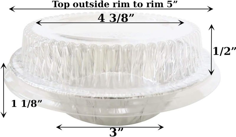 KitchenDance.com Safca KitchenDance Disposable Aluminum Foil Tart Pan with Lid - 5" Aluminum Foil Individual Pie Pans, Mini Pie Pans, Pot Pie Tins, Baking Pan Perfect for Pies, Cobblers - 501P, (50) - Image 2