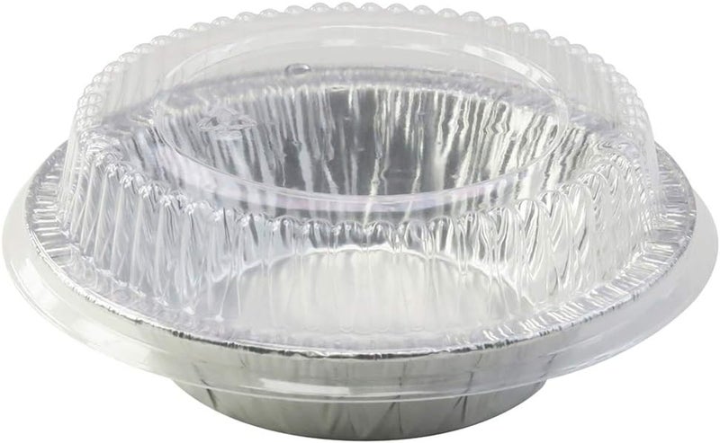 KitchenDance.com Safca KitchenDance Disposable Aluminum Foil Tart Pan with Lid - 5" Aluminum Foil Individual Pie Pans, Mini Pie Pans, Pot Pie Tins, Baking Pan Perfect for Pies, Cobblers - 501P, (50) - Image 1