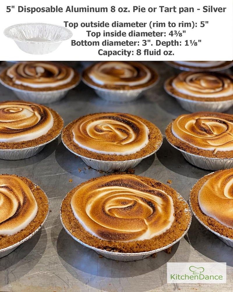 KitchenDance.com Safca KitchenDance Disposable Aluminum Foil Tart Pan with Lid - 5" Aluminum Foil Individual Pie Pans, Mini Pie Pans, Pot Pie Tins, Baking Pan Perfect for Pies, Cobblers - 501P, (50) - Image 3