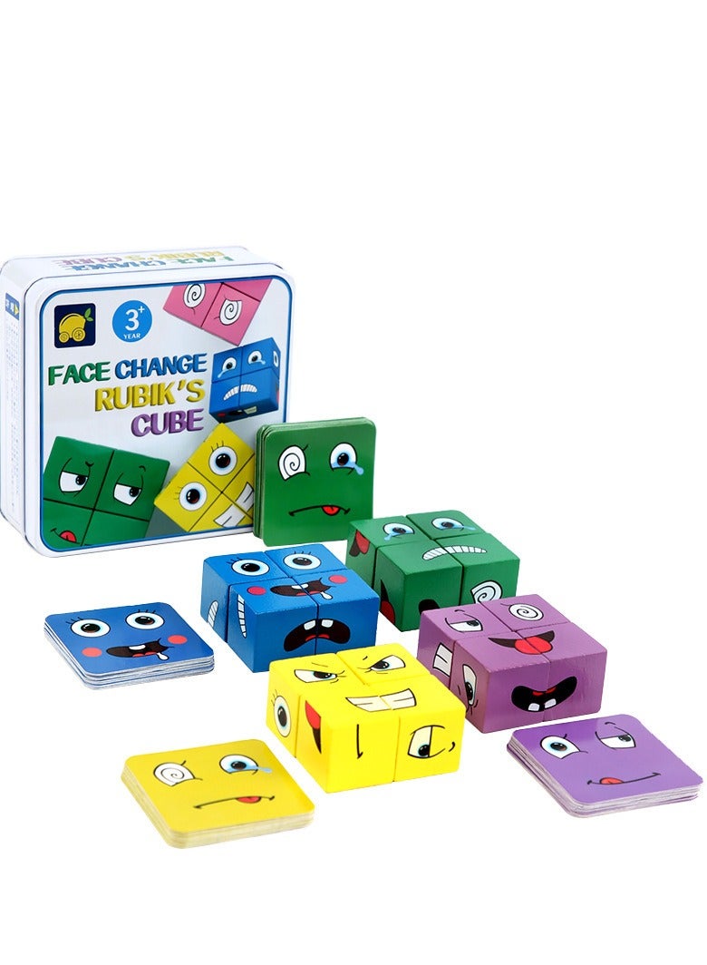 Iron Box Face-Changing Cube Blocks - Wooden Puzzle Toy for Kids  Parents, Challenge Game - Image 1