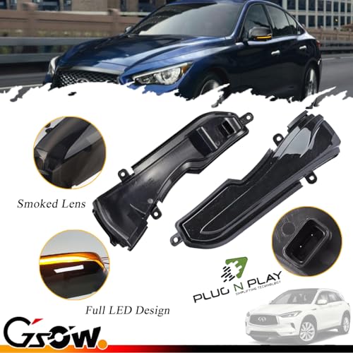 GSOWO 2 PCS Dynamic LED Side Mirror Sequential Turn Signal Light Indicator for Infiniti Q30 Q50 Q60 Q70 QX50 QX60 QX70, LED Sequential Side Mirror Turn Signal Lamp Assembly - Image 4