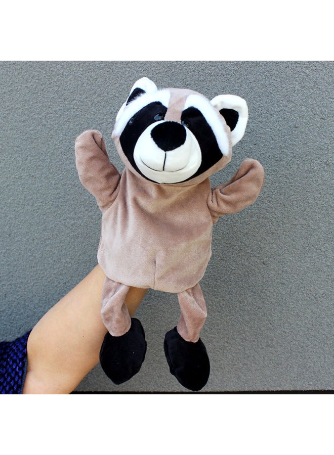 Full-body Hand Doll Toy Animal Gloves Doll Open Mouth Ventroll Doll Parent-child Interactive Performance Early Childhood Education-Color:Raccoon-Height:30cm Large Hand Puppet  - Image 1